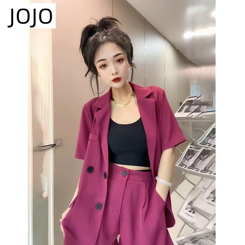 Set Áo Khoác Vest Và Quần Short Lưng Cao Màu Đỏ Hồng Thời Trang Mùa Hè Hàng Mới Dành Cho Bạn Nữ