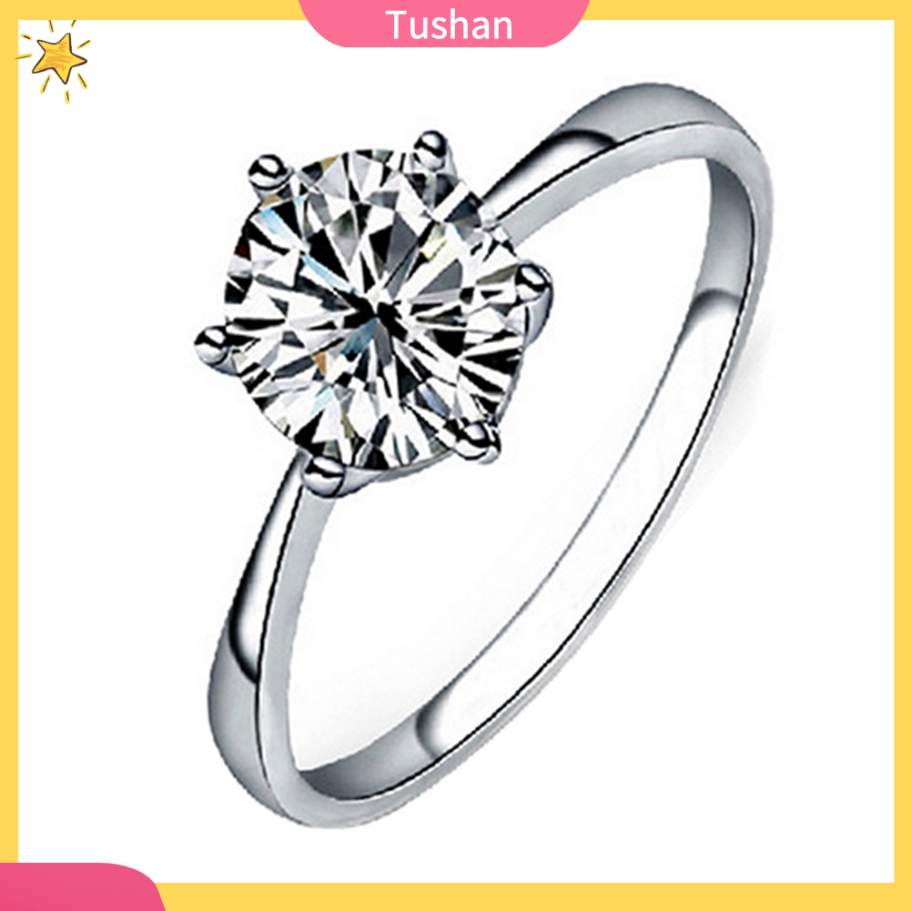 Nhẫn đính hạt đá zircon nhân tạo size 6-9 sang trọng thời trang cho nữ