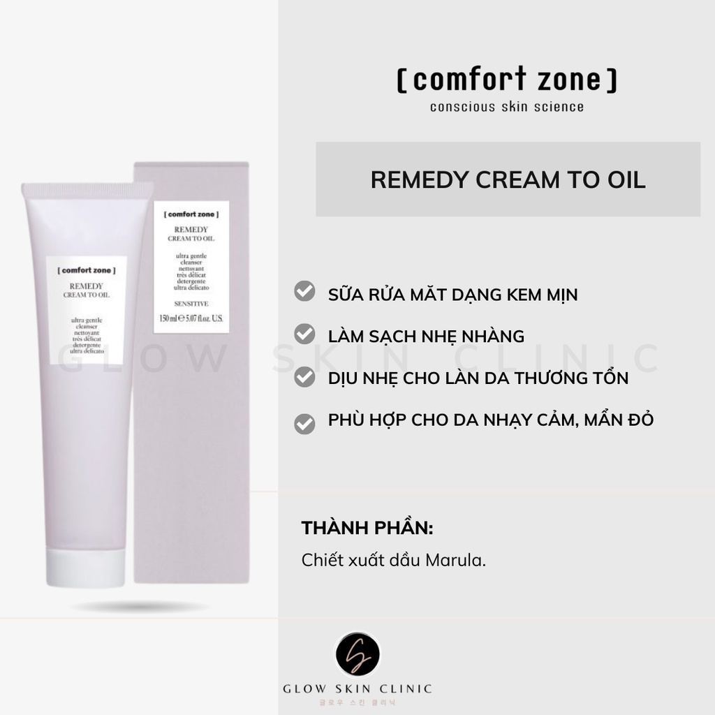Kem tẩy trang & rửa mặt cho da nhạy cảm Comfort Zone Remedy Cream To Oil