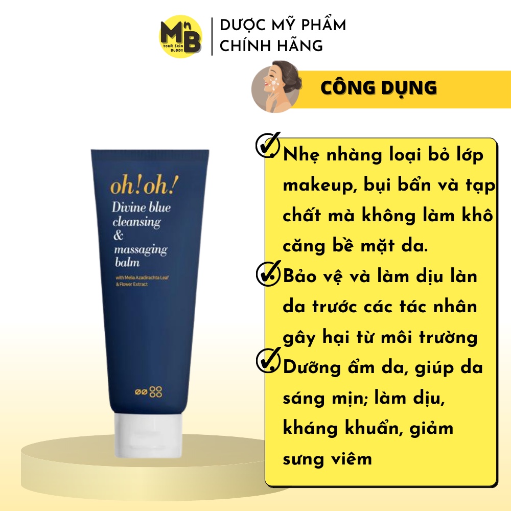 Sáp Tẩy Trang Làm Sạch Sâu, Trẻ Hóa Da oh!oh! Divine Blue Cleansing &amp; Massaging Balm (150ml)