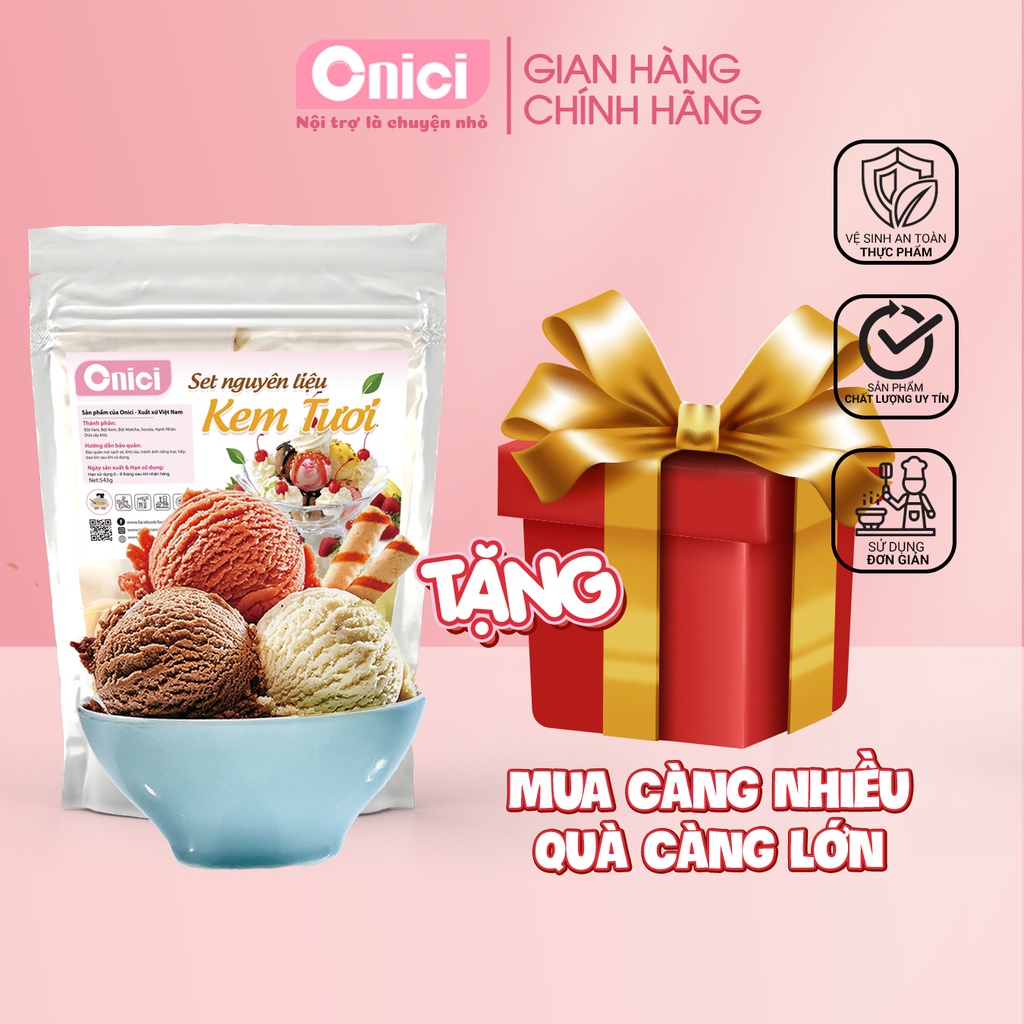Set NGUYÊN LIỆU LÀM KEM GELATO 3 VỊ THỦ CÔNG không cần máy