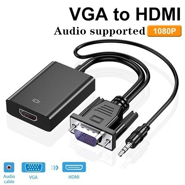 Dây Cáp Chuyển Đổi Vga Sang Hdmi Với Giắc 3.5mm Âm Thanh 1080p Cho Pc Laptop Sang Hdtv