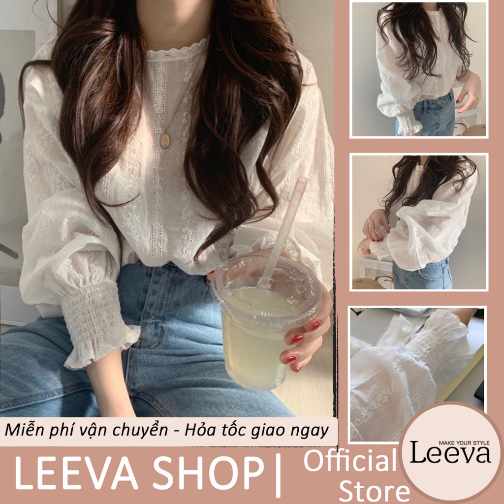 LEEVA - Áo cổ tròn tay bo chun vải thô mềm thời trang A101