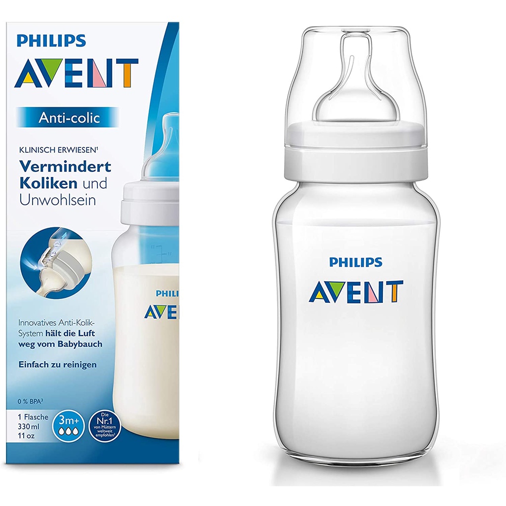 Set 2 bình sữa cùng cỡ Philips Avent nhựa PP cổ thường anti-colic 125ml / 260ml