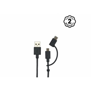 Cáp sạc 2 cổng Energizer HT USB Type-C & Micro-USB dài 1.2m - C11UBX2CFBK4 (Đen)