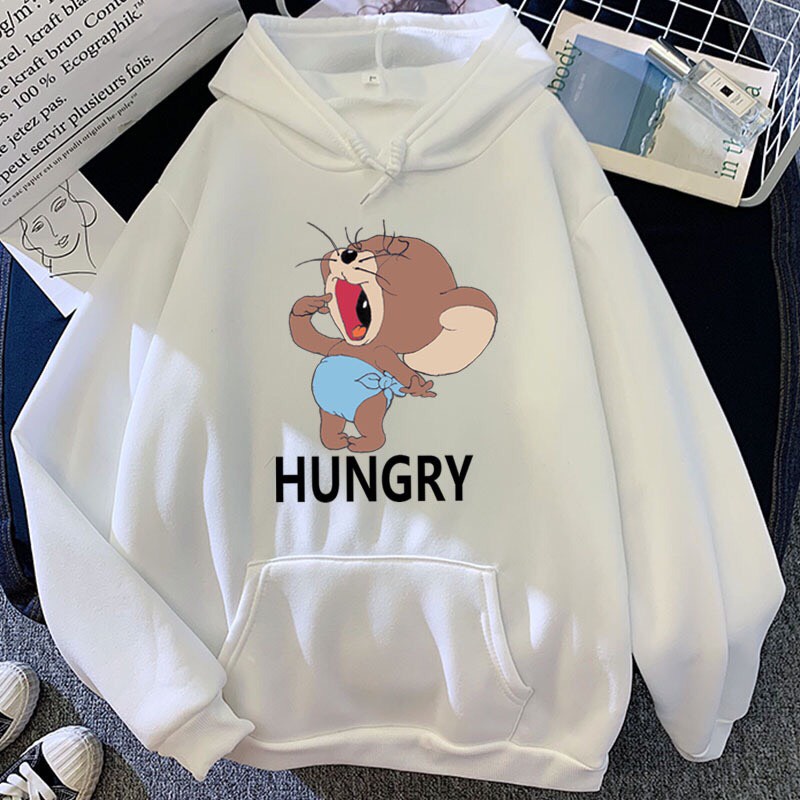 Áo Hoodie Nỉ Hoạt Hình Chuột  Hungry Dễ Thương Áo Form Rộng Unisex Chất Nỉ Mềm Mại Style HOT TREND BB HOODIE