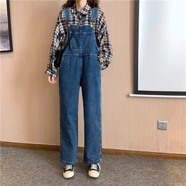 Quần bò yếm dáng rộng | BigBuy360 - bigbuy360.vn