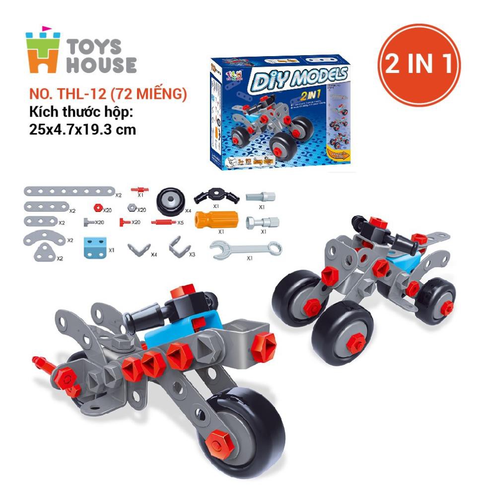 Đồ chơi phát triển kỹ năng cho bé - DIY MODELS lắp ghép mô hình 3D 2 trong 1 Toyshouse nhựa mềm