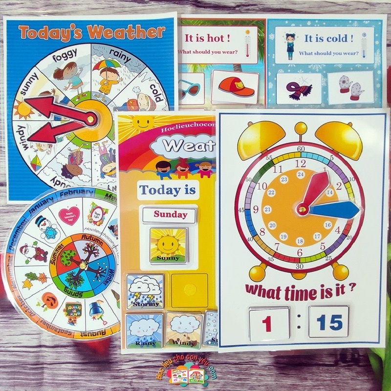 Set Học Liệu Montessori Về Thời Gian và Thời Tiết - Giáo Dục Sớm