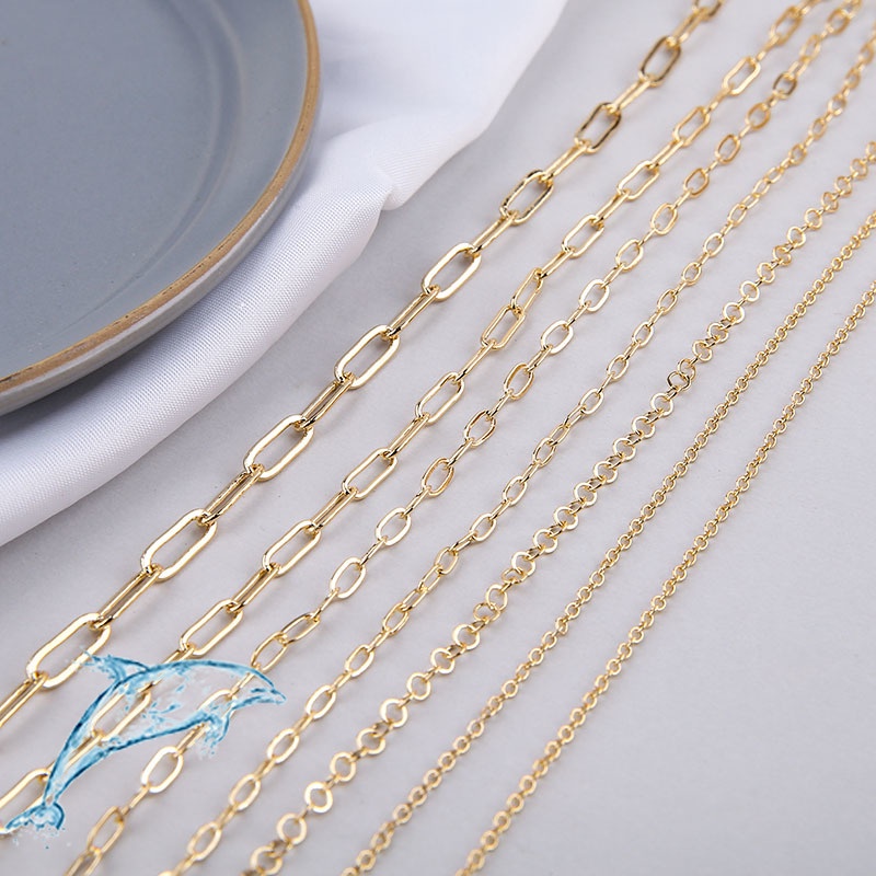 Dây Chuyền Mạ Vàng 18k 50cm Phong Cách Âu Mỹ Sang Trọng Dùng Làm Trang Sức Thủ Công diy