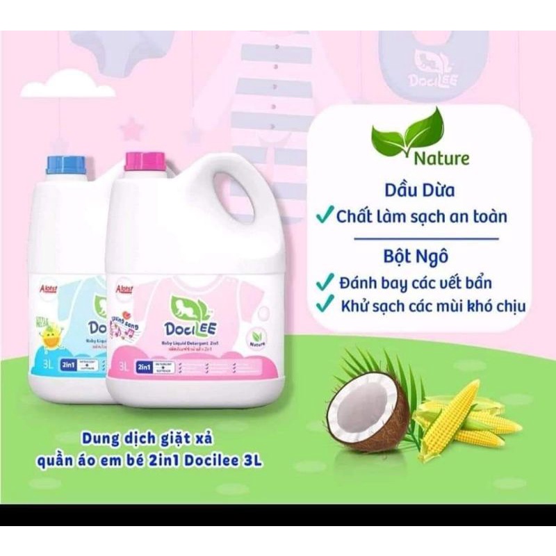 DOCILEE - [Hàng chính hãng]- nước giặt xả 2in1 - Hàng Thái Lan - An Toàn cho bé
