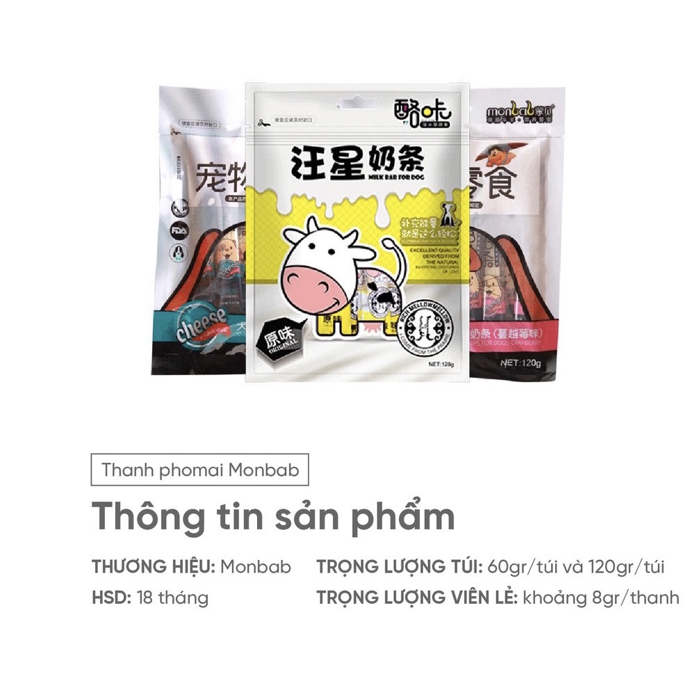 ￼Thanh Phô Mai Sữa Monbad, Snack Thưởng, Thức Ăn, Bánh Thưởng Chó Mèo, Hamster