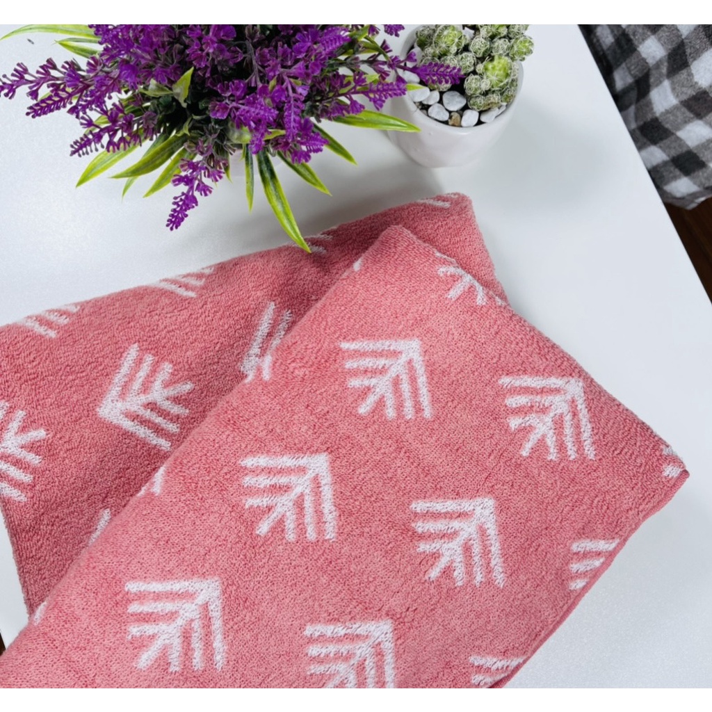 Khăn tắm cotton xuất nhật MJ Organic, họa tiết lá, 60x120cm, 300g