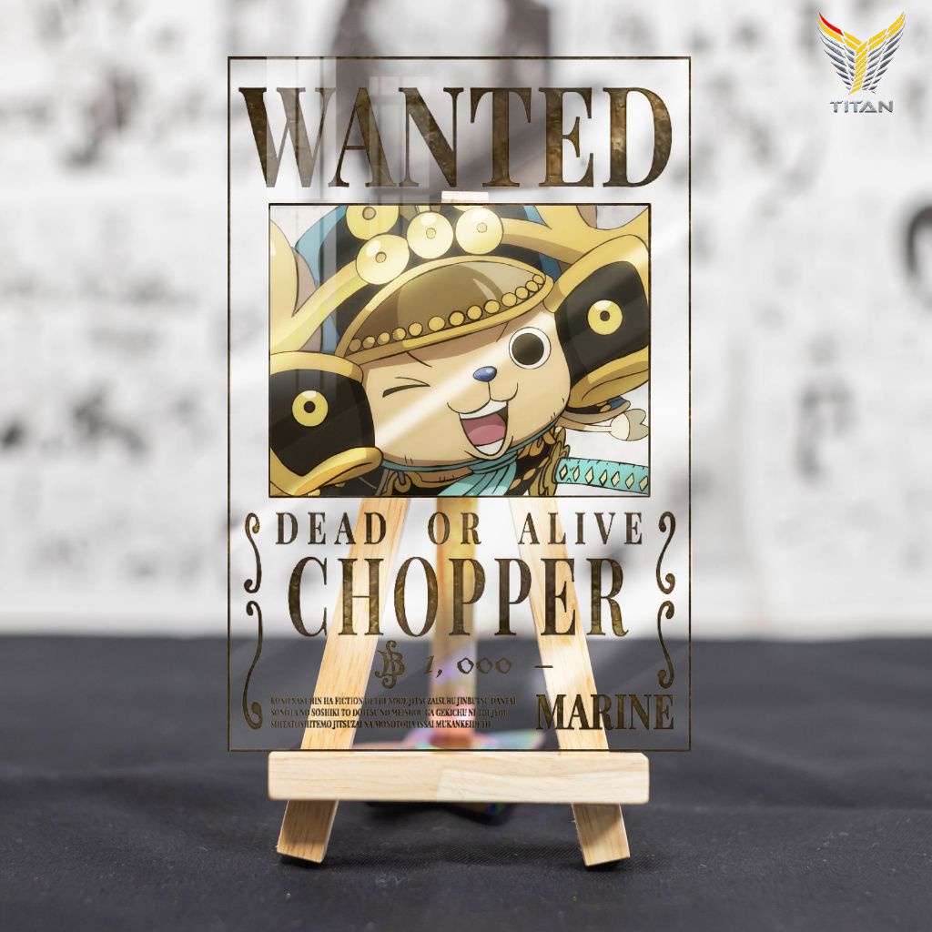 Tranh kính anime chủ đề OP wanted , băng mũ rơm Luffy, decor bàn học, trang trí góc làm việc