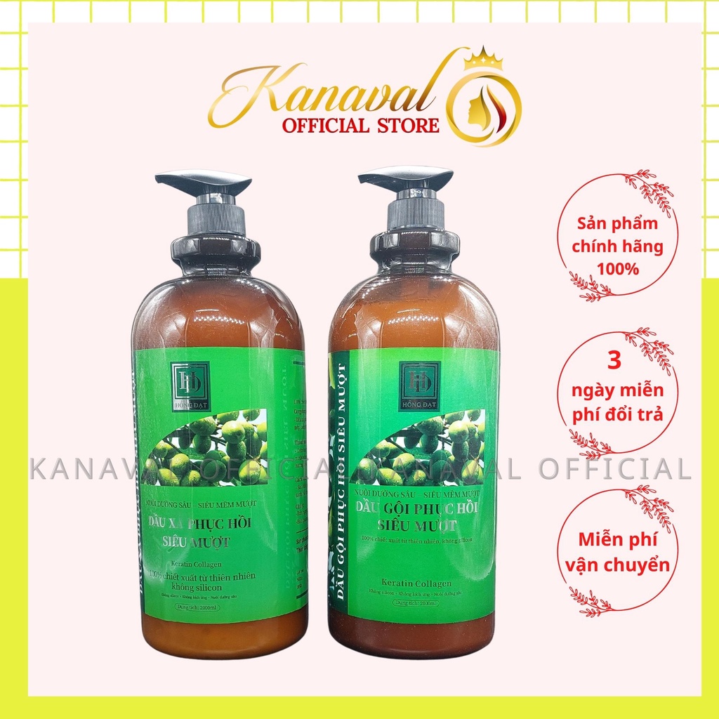 Dầu Gội Cặp Hồng Đạt Keratin Collagen 2000ml Phục Hồi Siêu Mượt Chuẩn Salon Giảm Rụng Tóc Hàng Chính Hãng