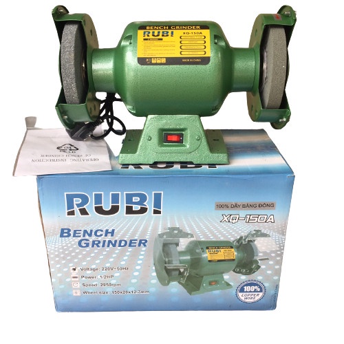 MÁY MÀI HAI ĐÁ CAO CẤP RUBI R150 550W LOẠI 1/3HP VÀ 1/2HP - BẢO HÀNH 12 THÁNG