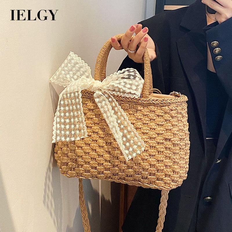 Túi xách IELGY đan rơm phong cách đi biển dành cho nữ