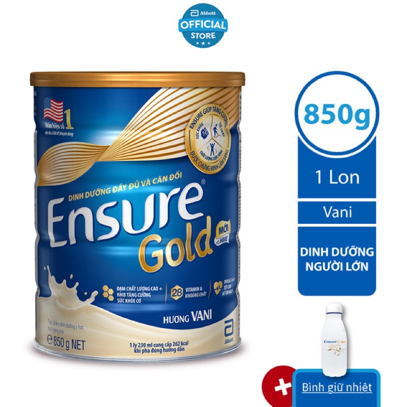 Sữ ensure gold Hương lúa mạch/ vani 850g