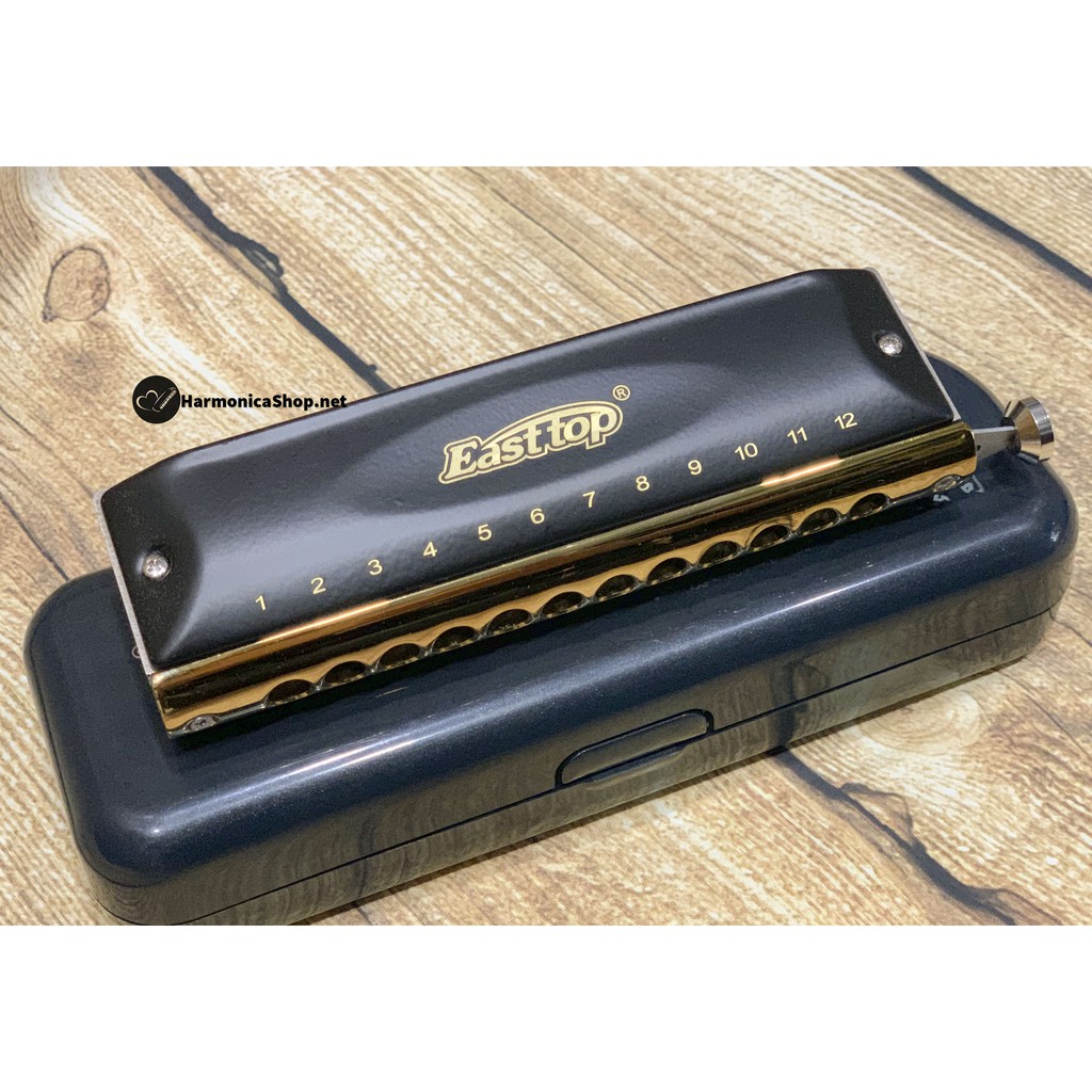 Kèn harmonica Chromatic T1248 Black/Gold 12 lỗ hiệu Easttop