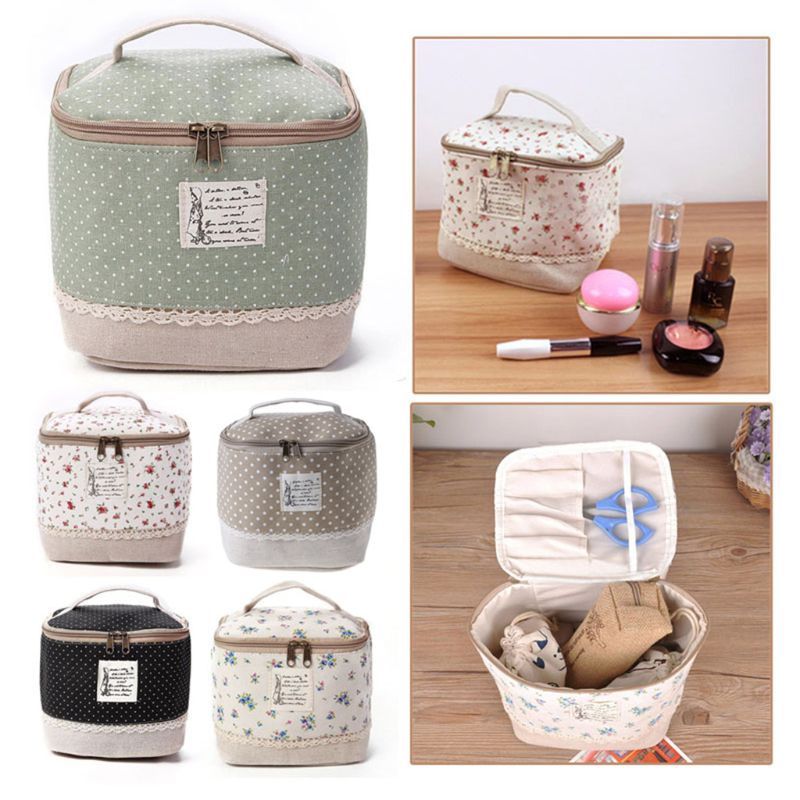 Hộp Đựng Đồ Trang Điểm Bằng Vải Lanh Đa Năng