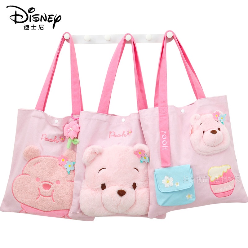 Túi Tote Đeo Vai Vải Canvas In Hoạt Hình Gấu Winnie Disney Dễ Thương Cho Bạn Gái