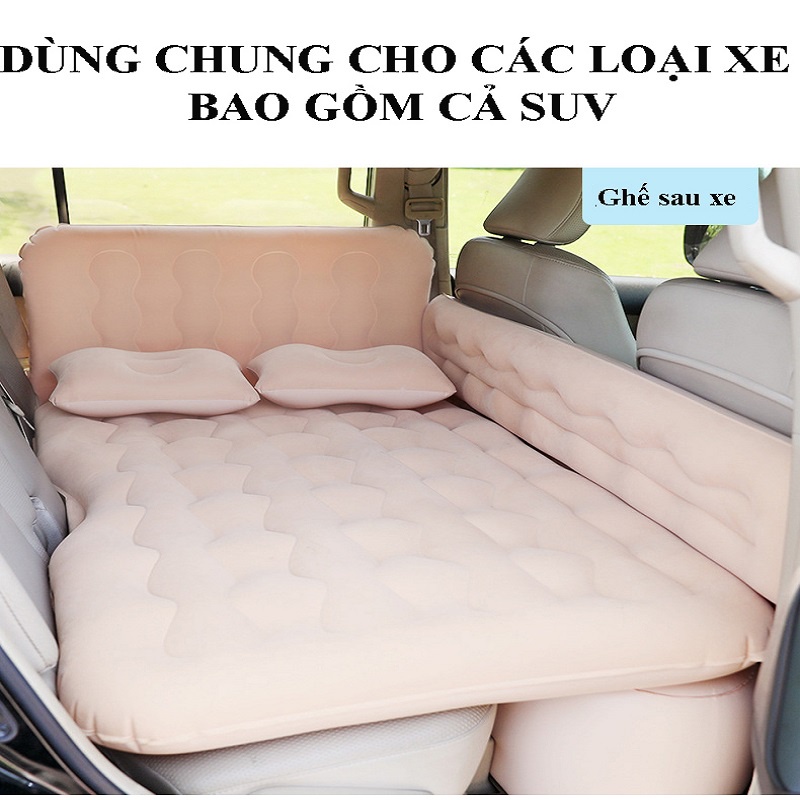 Nệm Hơi Ô Tô Tiện Dụng Cao Cấp PHIÊN BẢN NÂNG CẤP MỚI (vải nhung, chân đệm rời, có tựa lưng, có thanh chặn trẻ em