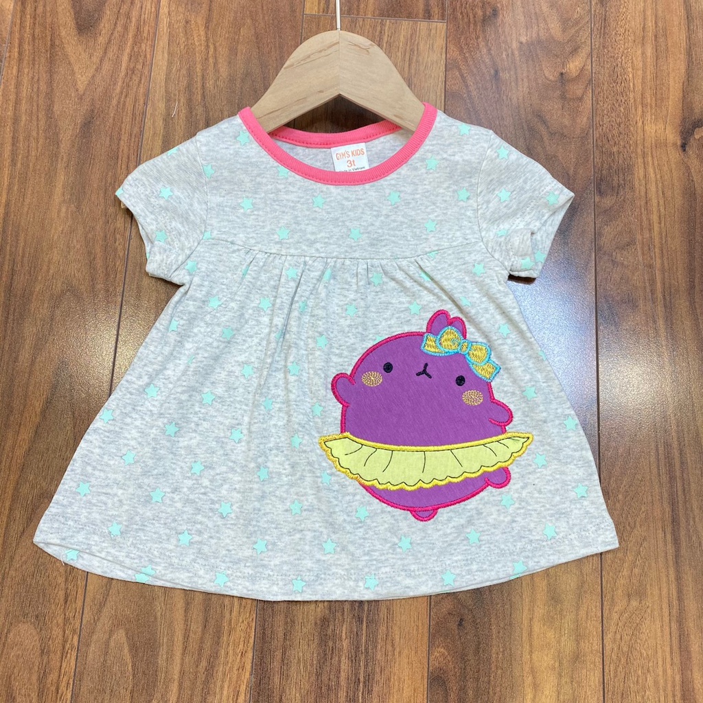 [10-17kg]Áo phông hè cho bé gái Gymboree chất cotton bozip thêu đắp hình rất xinh dáng chữ A babydoll