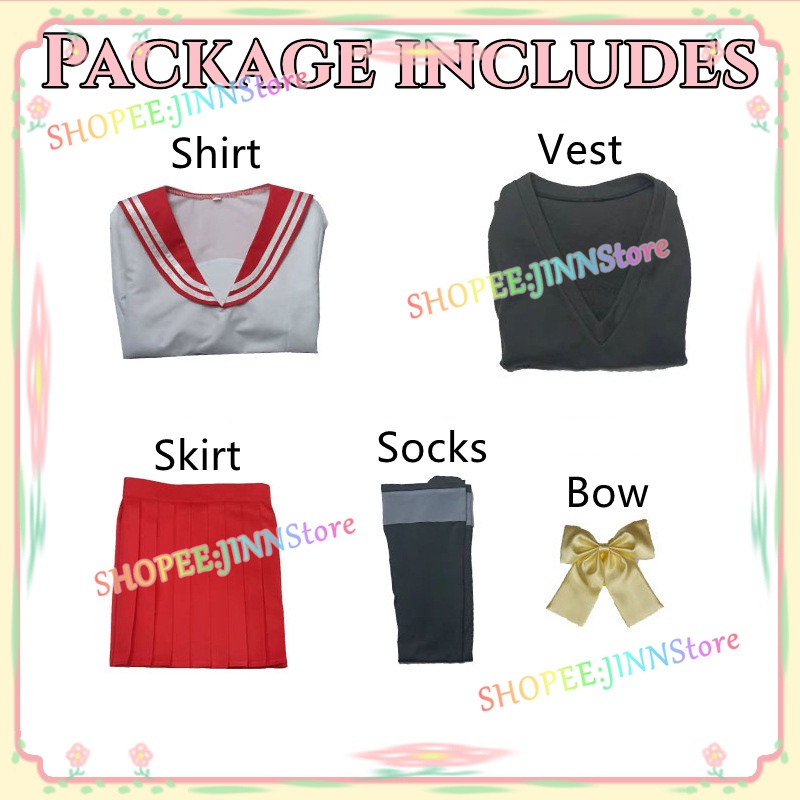 Bộ đồng phục váy ngắn màu hồng/ Tóc giả hóa trang hoạt hình My Dress-Up Darling JK Sajuna Inui