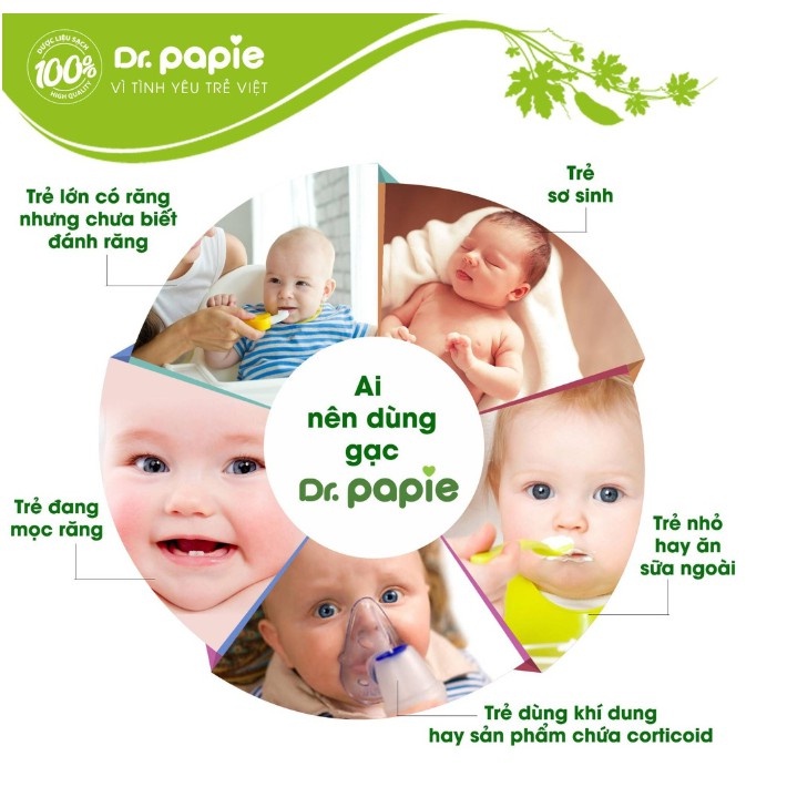 Gạc rơ lưỡi Dr. Papie vệ sinh răng miệng Thảo Mộc an toàn cho bé Dr.Papie