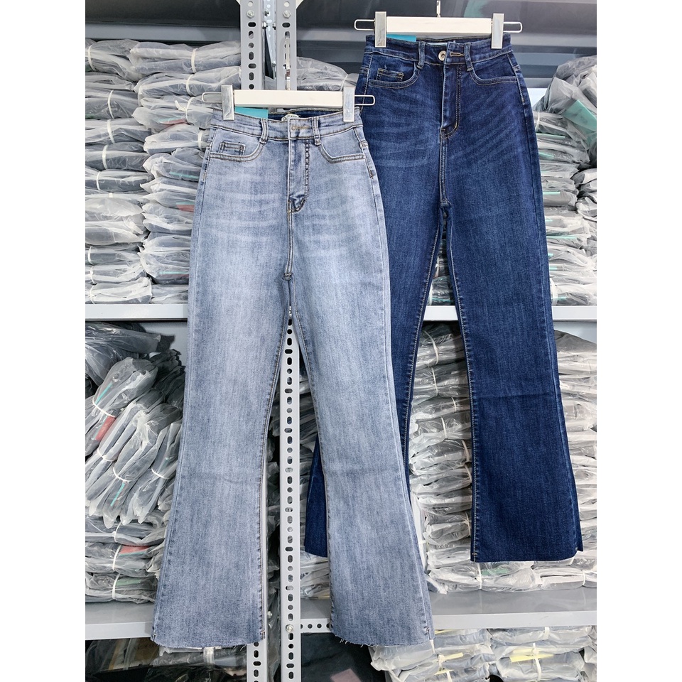 quần jeans nữ ống loe quần bò loe ống bass cạp lưng cao phom dài 100cm chất jean co dãn | BigBuy360 - bigbuy360.vn