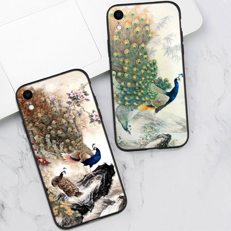 Ốp Điện Thoại Hình Chim Công ye18 Cho iphone 5 5s 6 6s 7 8 11 pro max plus se xr