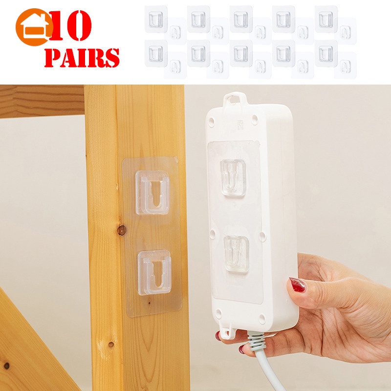 10pcs Móc Lưu Trữ Treo Tường Hai Mặt đa Năng / Keo Dính Chống Thấm Nước Phòng Tắm Và Nhà Bếp đa Chức Năng Không Có Lỗ đóng đinh