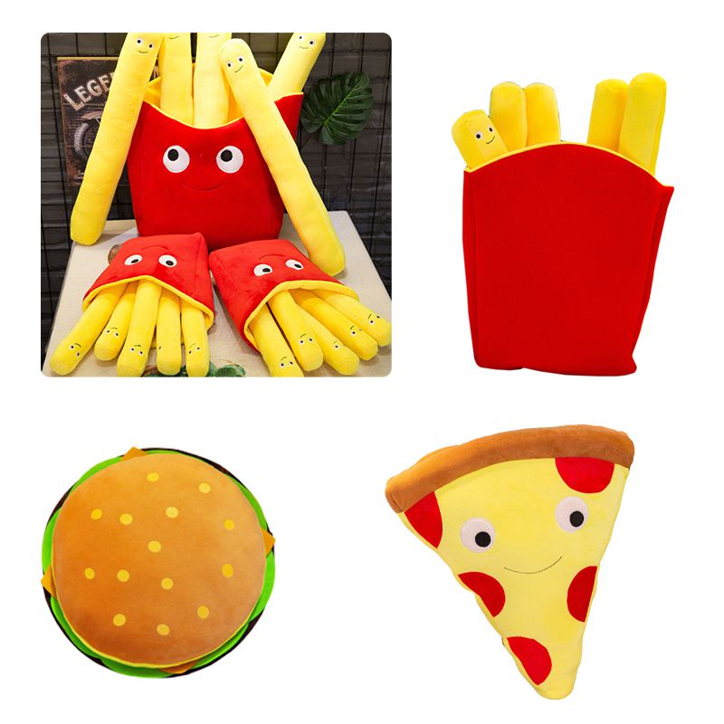 Gối Nhồi Bông Hình Khoai Tây Chiên / Pizza Hoạt Hình Dễ Thương