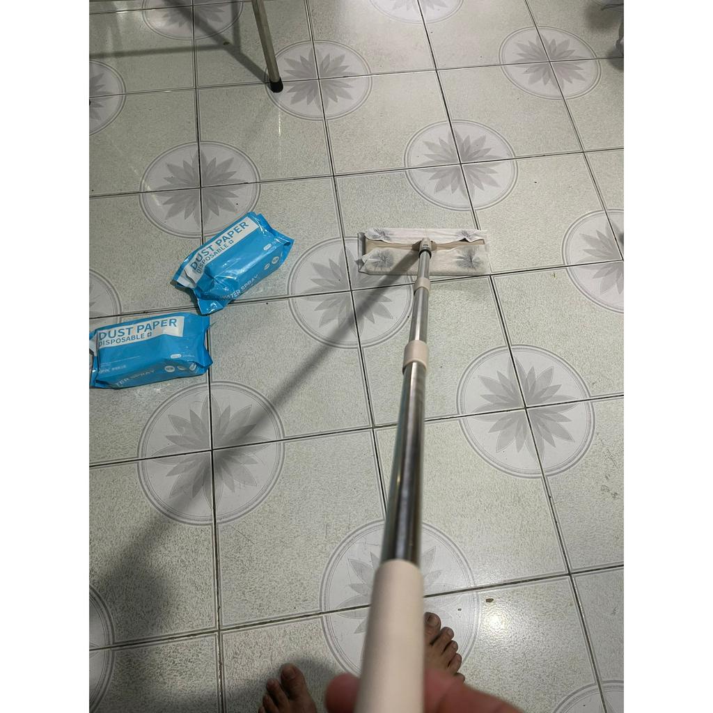 Cây lau nhà siêu lười đa năng inox 304 Aige Hàn Quốc 360 độ khăn khử khuẩn an toàn