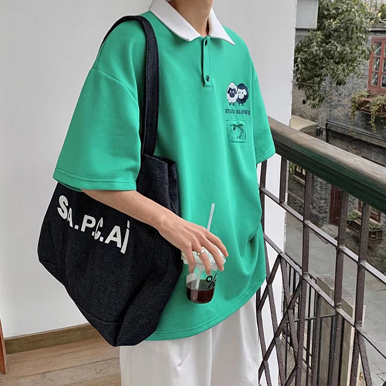 Áo polo Tay Ngắn Dáng Rộng Thời Trang Mùa Hè Cho Nam