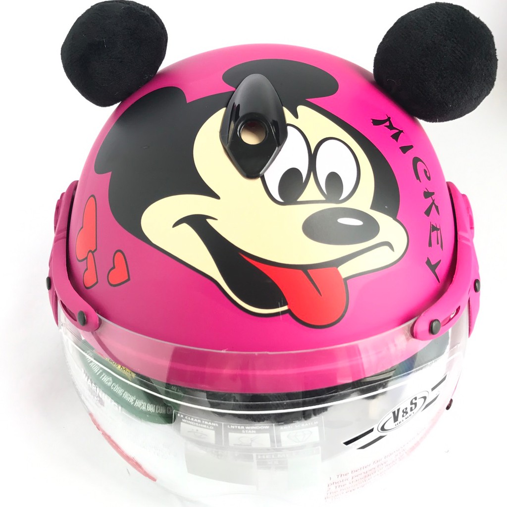 Mũ bảo hiểm trẻ em có kính V&amp;S Helmet Chuột Mickey đào nhám - Vs103KS