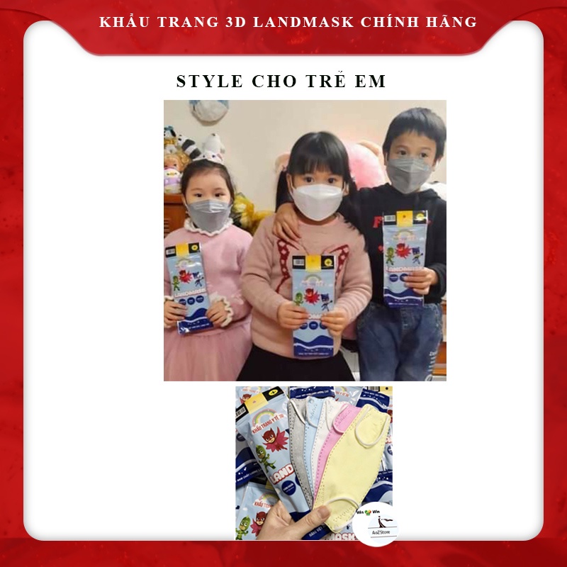 Khẩu trang 3d Landmask kf94 kháng khuẩn chính hãng 4 lớp người lớn và trẻ em gói 6 cái