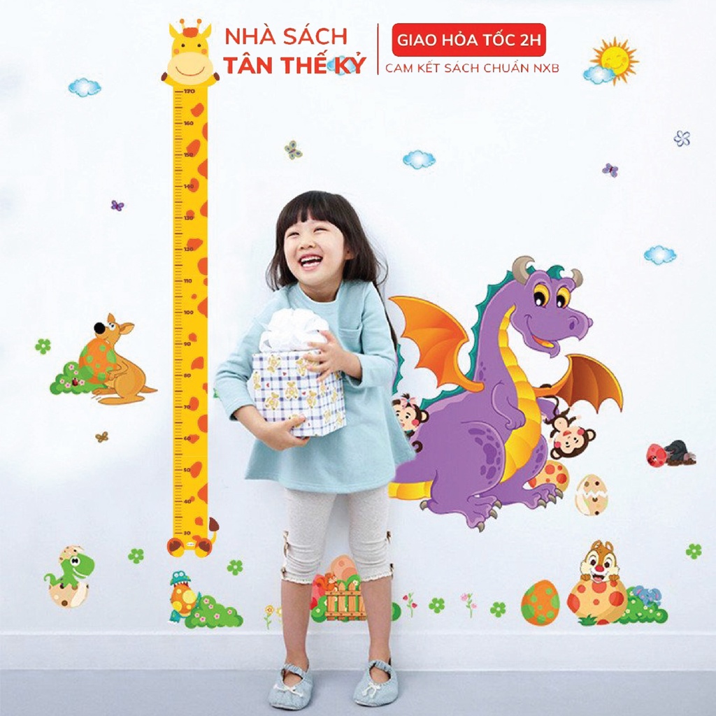 Thước Đo Chiều Cao dán tường cho bé hình con vật đáng yêu
