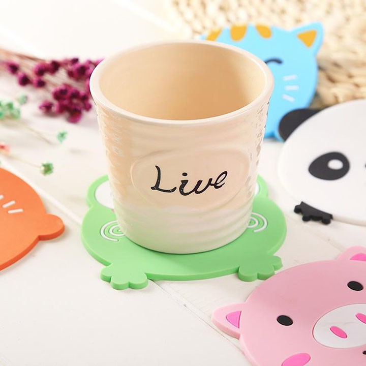 Miếng đế lót ly nước hình thú cute nhiều màu - GD0154