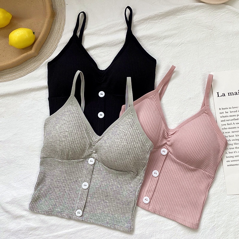 Áo croptop sát nách TAKETALK màu kẹo mềm mại thoải mái phong cách đường phố thời trang cho nữ