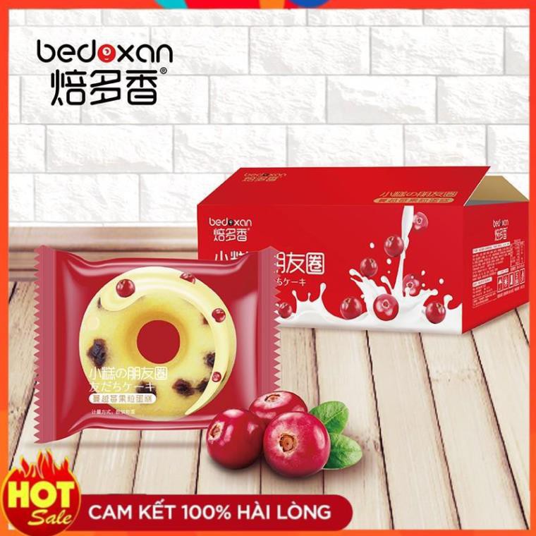 Thùng 2kg Bánh Bông Lan Donut Sữa Tươi Cherry Đài Loan - (Date:06 tháng)