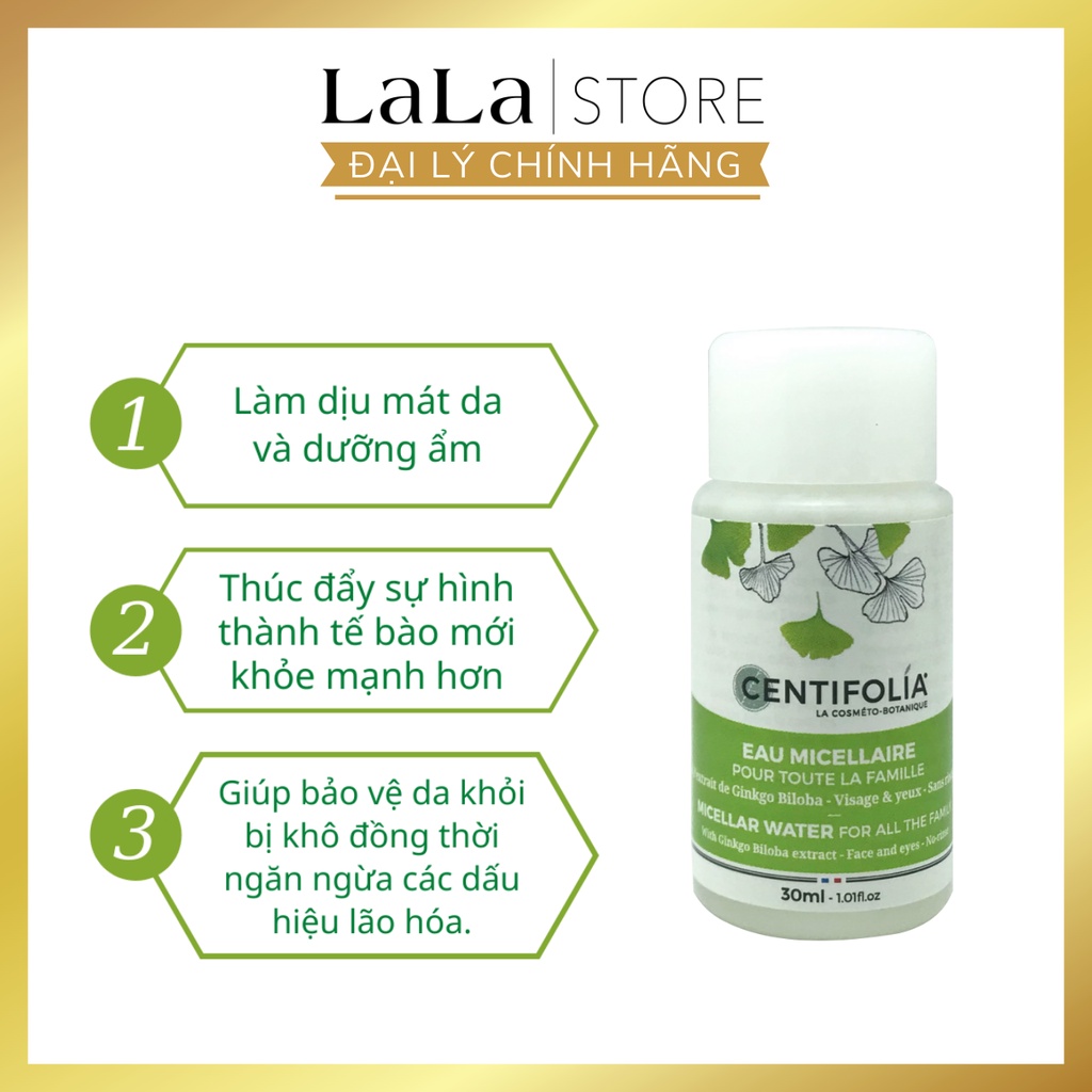 Nước Tẩy trang Centifolia Chiết xuất Lá Bạch Quả Từ Pháp 30ml