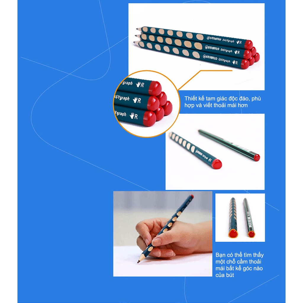 Hộp 12 cây bút chì STABILO EASYgraph thuận tay phải (PCE32R/12-HB)