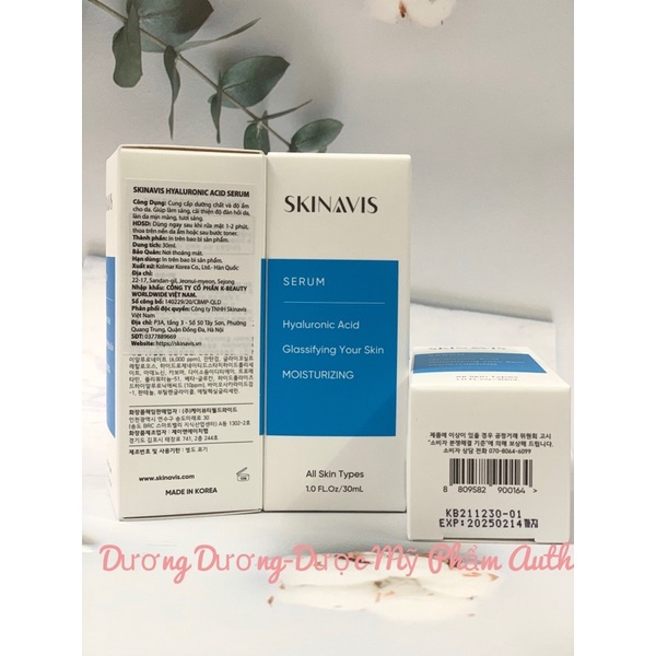 Tinh chất SKINAVIS Hyaluronic Acid &amp; Niacinamide + B5 cấp ẩm, phục hồi, trắng sáng da 30ml chính hãng