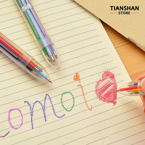 Bút bi mực dầu 6 màu viết trơn tru dành cho học sinh dùng trong trường học