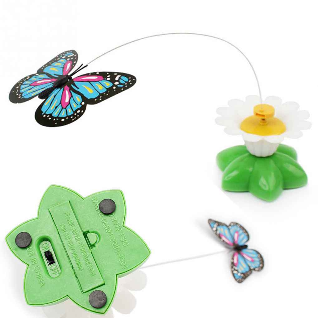 Pet Cat Dog Toys Plaything Electric Rotating Butterfly Kitten Play Seat Scratch Teaser Steel CHSG