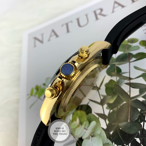 Đồng hồ nam Rolex cơ Automatic máy nhật mẫu 3 nút vàng chanh dây cao su số DẠ QUANG size 41-42mm