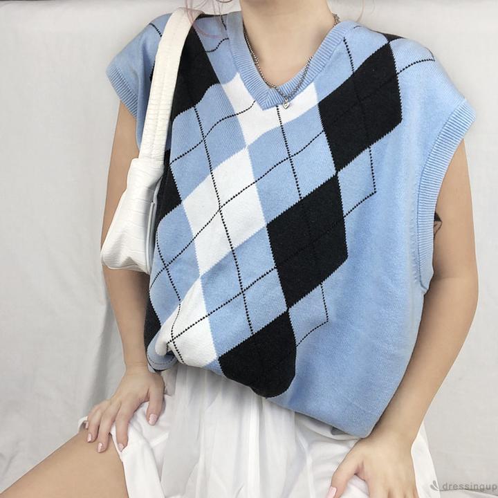 Áo sweater không tay cổ chữ V dáng rộng thời trang dành cho nữ