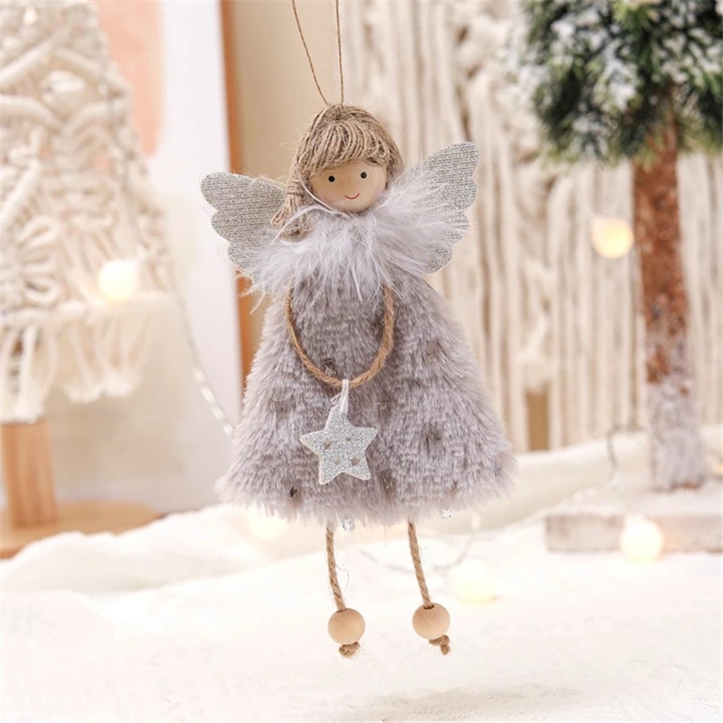 1Pc Cute Christmas Plush Angel Girl Pendant Christmas Tree Decoration Ornaments Xmas Party Home Decor Kids Gift