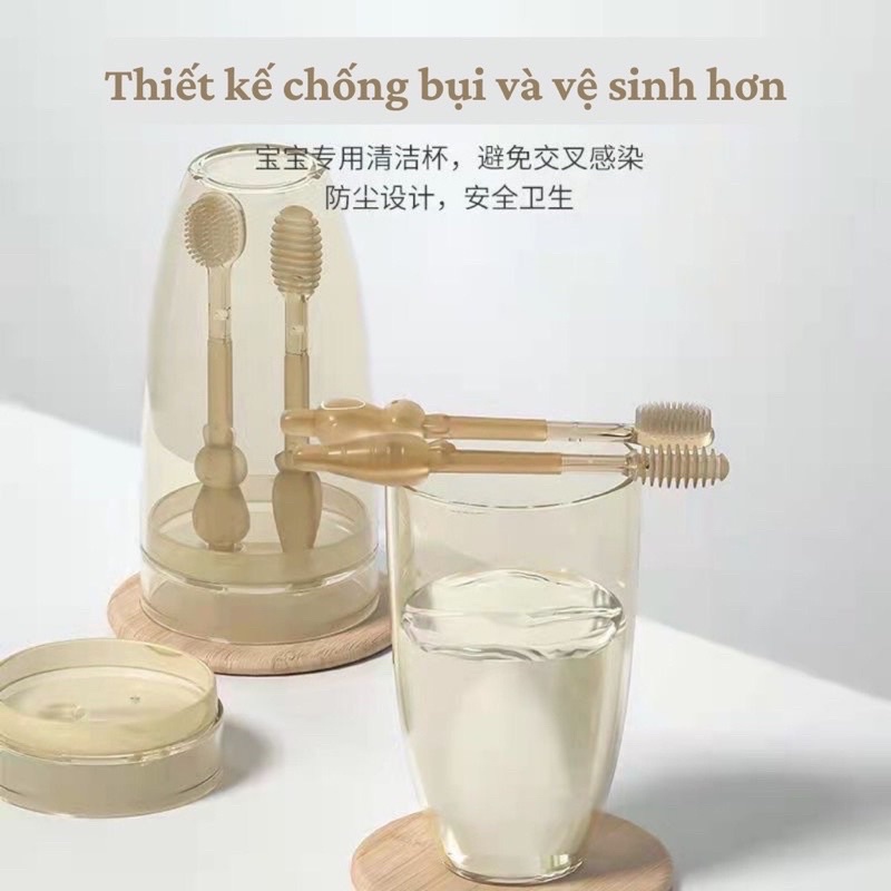 Bàn chải + rơ lưỡi silicone cho bé 6m+